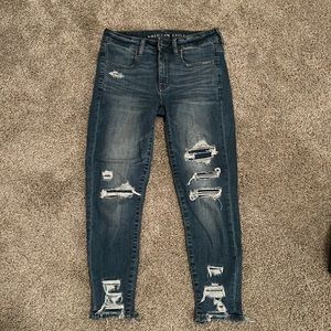 American eagle super stretch destroyed jeggings size 4 xshort
